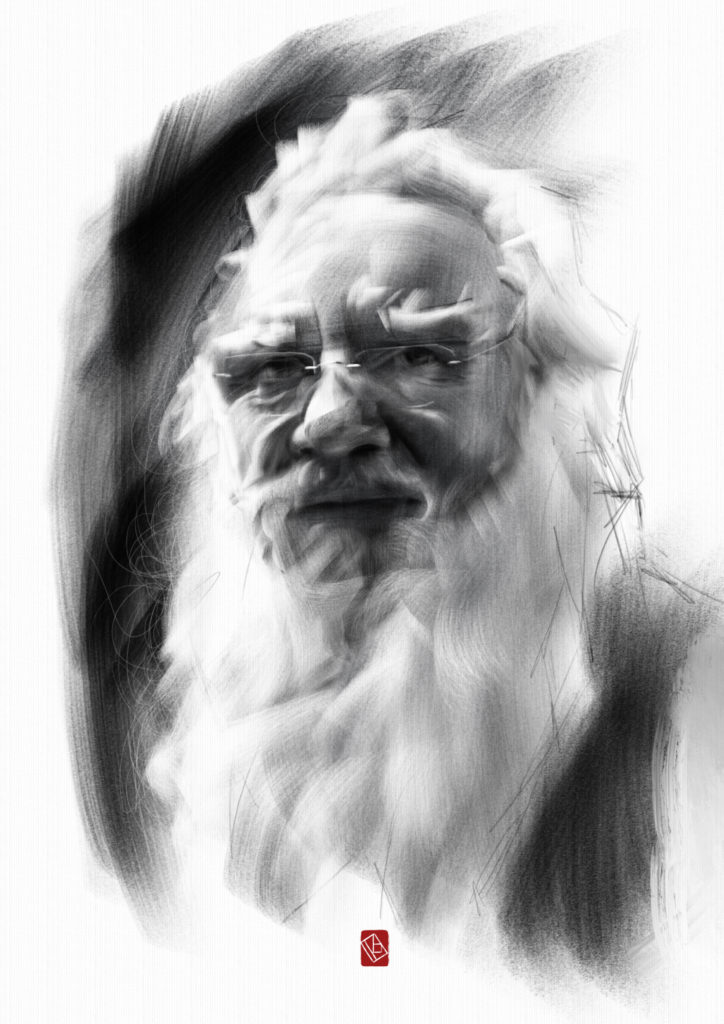 Gandalf - Drawing with White Charcoal Portrait 